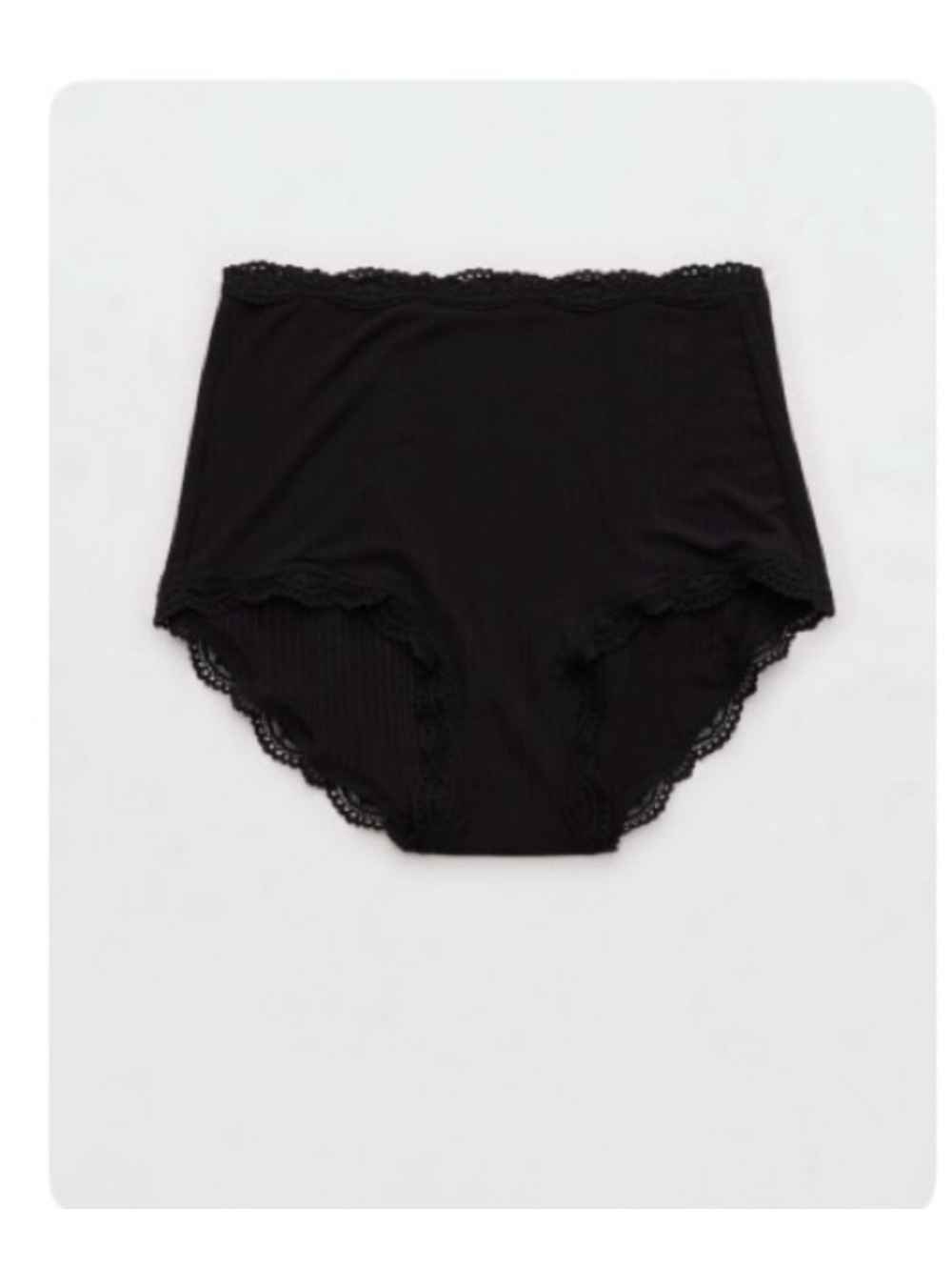 aerie Black High-Waist Lace-Edged Briefs